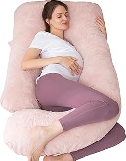 MOON PINE Pregnancy Pillow, U Shaped Full Body Pillow for Maternity Support, Sleeping Pillow with Cover for Pregnant Women (Dusty Pink)