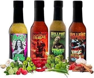 Gift Pack - Gourmet Hot Sauce Variety Pack With 4 Scary Flavors for Parties or Gifts (Four 5 oz. Bottles)