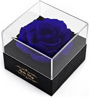 Kylin GloryFresh Cut Flower Preserved Rose for Women Mom Wife Girlfriend - Flower Gift Real Rose Decor for Mother's Day Valentine's Day Wedding Party Celebration Birthday Anniversary (Blue)