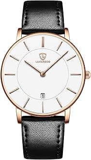 Mens Watches, Minimalist Fashion Simple Wrist Watch for Men Analog Date with Leather Strap