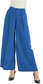 - Women High Waist Casual Wide Leg Long Palazzo Pants Trousers Regular Size