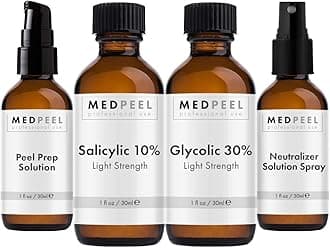 Glycolic Acid Peel - Light Strength Chemical Peel Set - with Alpha & Beta Hydroxy Acid Face Peel for all Skin Tones - 10% Salicylic 30ml/1fl oz, 30% Glycolic