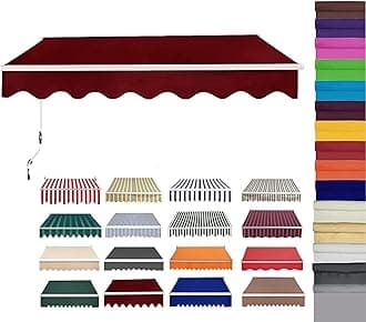 Retractable Patio Awning Replacement Fabric (Without Frame) Waterproof Shade Sun Shade Awning Cover Outdoor Patio Canopy Sunsetter Deck Awnings Polyester(F,(8.2x6.5ft))