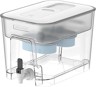 Alkaline 40 Cup Dual Filter Dispenser, 8X Faster Filtration, 200-Gallon Lifespan, Mineralized Alkaline Water, for Home/Office, 2 Built-in Filters, Reduces Chlorine, White