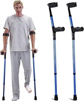 VEVOR Forearm Crutches for Adults, 11-Level Height Adjustable Walking Crutches with 4-Level Upper Cuff, Lightweight Aluminum Medical Support Crutches for Leg Injury Surgery Disabled, 1 Pair (350LBS)