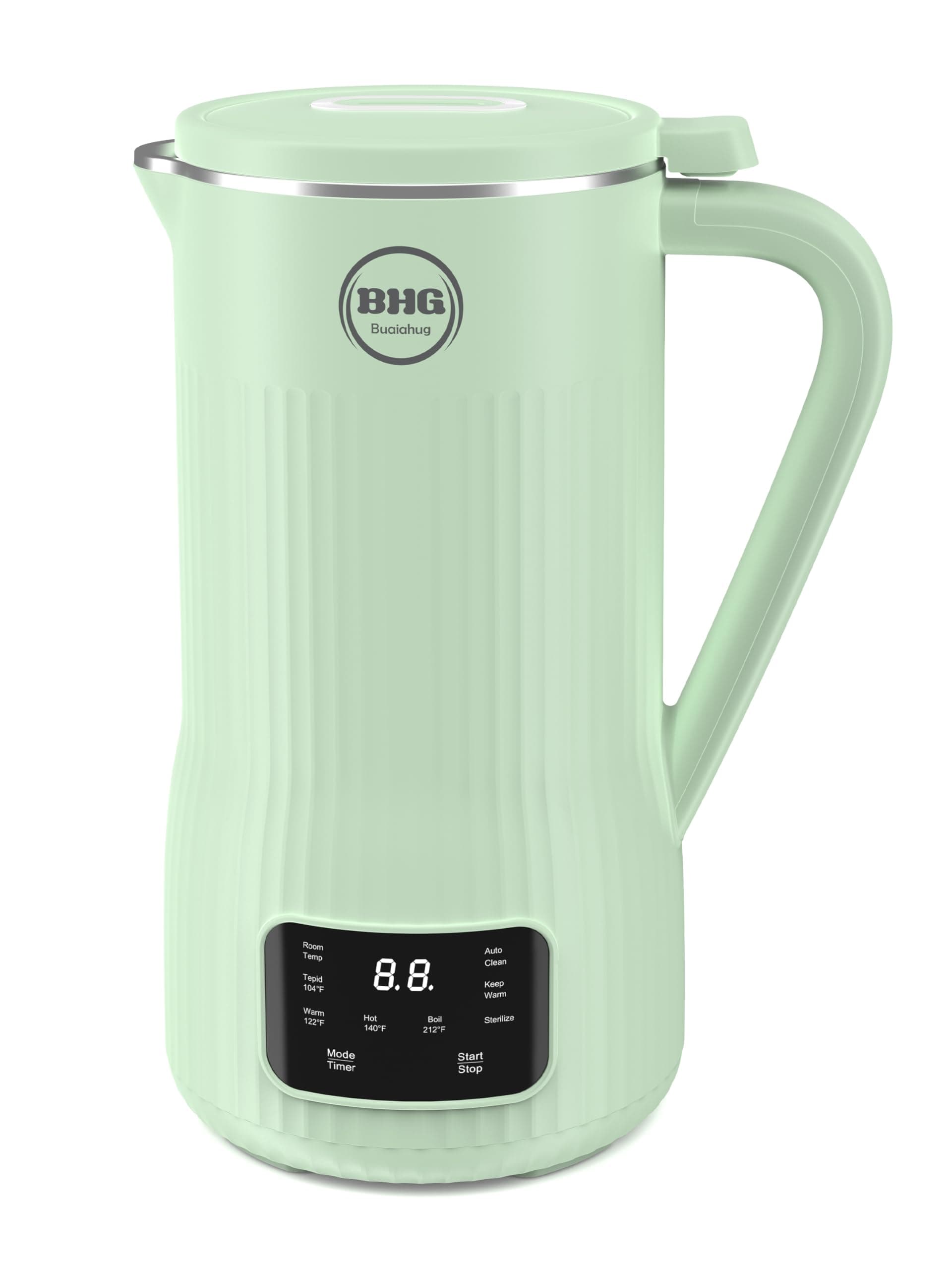 BUAIAHUG 20oz Nut Milk Maker Machine - Multi-Functional Automatic Almond Milk Machine with 10 Blades, Plant-Based Milk, Oat, Soy, Oat, Dairy Free Beverages with 12 Hours Timer/Auto-clean/Boil