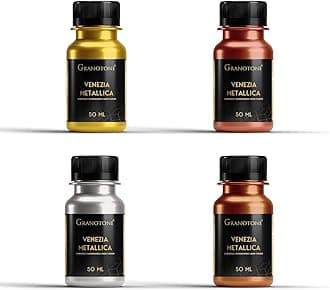 GRANOTONE Acrylic Paint Metallic Non-Fading & Shimmering Venezia Non-Toxic Metallic Colour with Rich Pigments Ideal for Kids Artist & Beginners Pack of 4 50ml Each