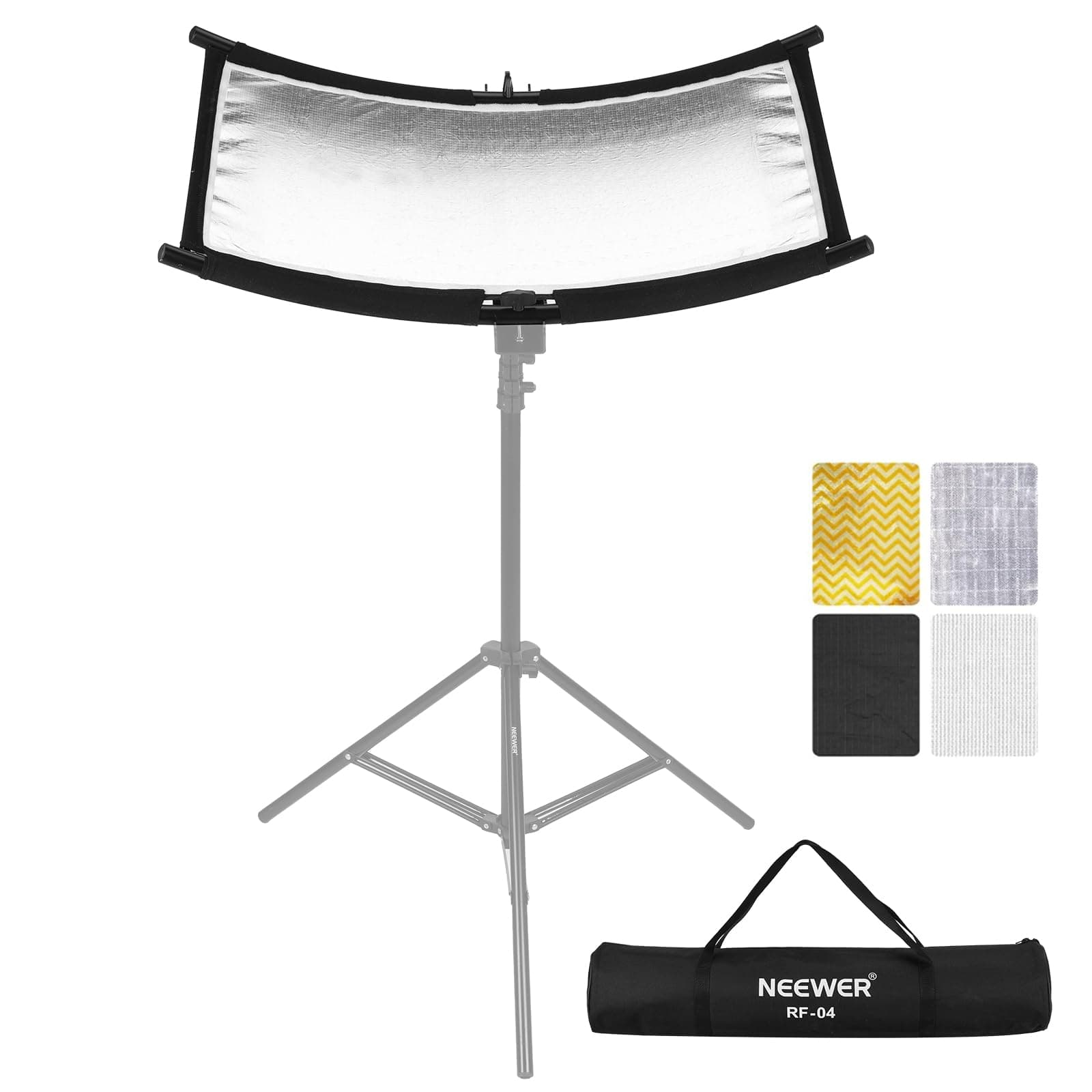 Neewer U Type Light Diffuser Reflector for Studio and Photography Situation with Carrying Case, Arclight Curved Reflector 30"x18"/75x40cm in Black/White/Gold/Silver (Light Stand Not Included), RF-04