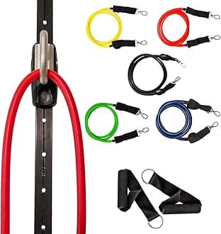 Space Saver Gym Resistance Bands Exercise Equipment for at Home Fitness Workout | Resistance Band Wall Anchor for Kinetic Bands with 1 Rail, 1 Rail Car