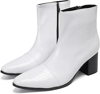 Santimon Mens Boots Casual Patent Leather Chelsea Dress Boots Zipper on Side Mid Calf Boots for Men