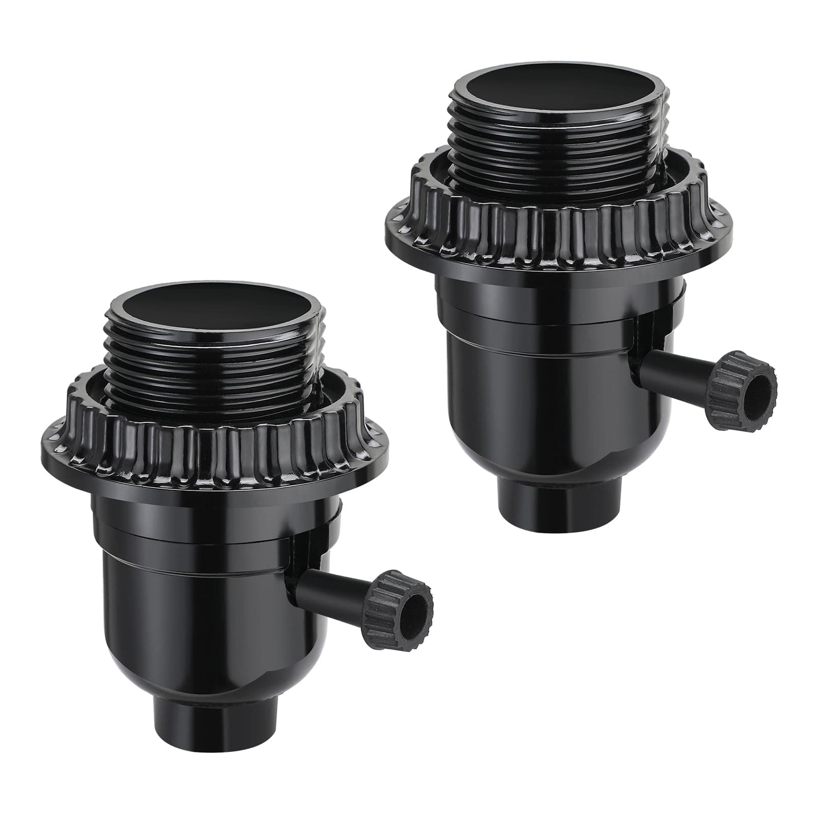 UL Listed E26 Light Socket, Lamp Socket Replacement with ON/Off Switch Medium Base Lamp Parts with 2 Lamp Socket Ring, Light Bulb Fixture Socket for Table Lamp, Floor Lamp, 2 Pack