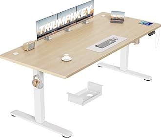 Electric Standing Desk 180x80cm Height Adjustable Desk with 3 Memory Smart Pannel with USB Charging for Home Office Rising Electric Table(Beige&White)