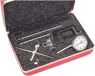 Universal Dial Test Indicator Set with Back Plunger - White Face, 0-50-0 Reading, 200" Range, .001" Graduation, 1/4" Shank Diameter for Mounting - 196A5Z
