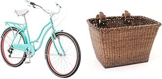 SchwinnPerla Cruiser Bike, 26 Inch Bike for Women and Men, 7-Speed Beach Cruiser Bicycle, Linear Pull Brakes, Comfortable Quilted Seat, Upright Riding Position, Adult Bicycle