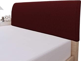 Easy-Going Stretch Bed Headboard Cover,Small Square Jacquard Headboard Slipcover, Dustproof Bed Head Cover for Bedroom (Full,Wine)