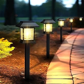 Greluna Solar Lights Outdoor, 6 Pack Waterproof Auto On/Off Solar Pathway Lights for Garden, Landscape, Path, Yard, Patio, Driveway, Walkway Decor