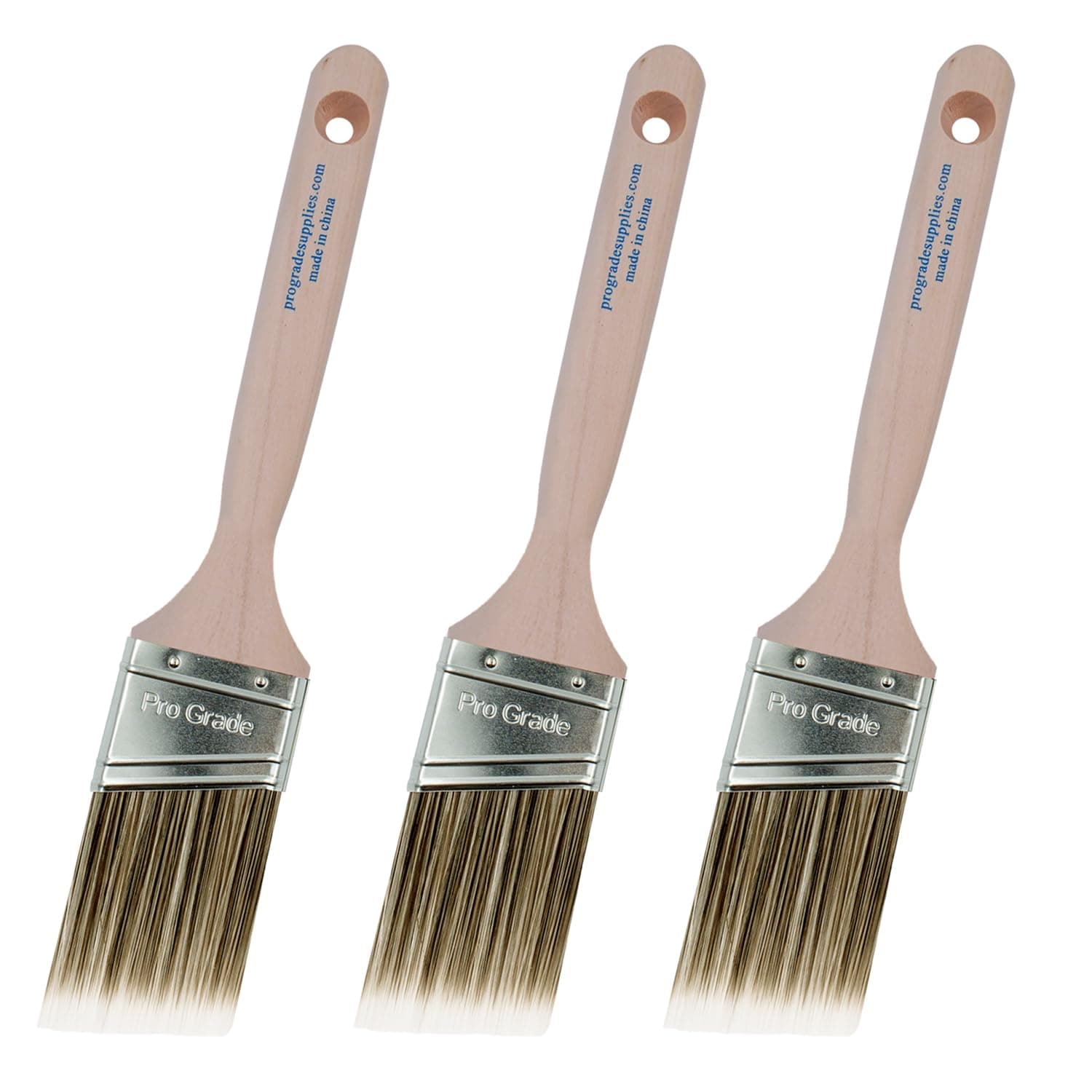 Pro Grade Paint Brush Set - 3-Pack - 2" Angle Brushes for All Latex and Oil Paints & Stains - Home Improvement - Interior & Exterior Use