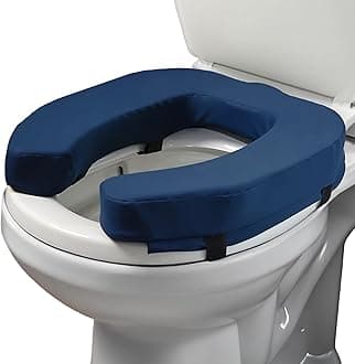 Lunderg Toilet Seat Riser for Seniors - Adds 2 inches - Universal Fit - FIRM Raised Toilet Seat Cushion with High-Density Foam for enhanced Comfort & Elevation. Post-Surgery Must Have (Blue)