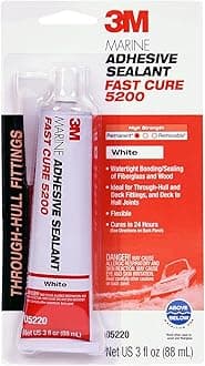 Marine Adhesive Sealant Fast Cure 5200 (05220) Permanent Bonding and Sealing for Boats and RVs Above and Below the Waterline Waterproof Repair, White, 3 fl oz Tube