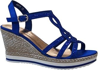 IVACHY Womens Wedge Ladies Crystal Sparkling Sandal Shine Espadrille Platform Shoes Size UK