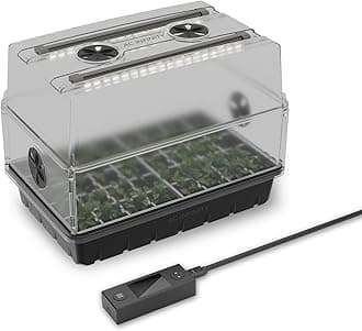 AC Infinity Heavy-Duty Humidity Dome with Full Spectrum LED Grow Light Bars, Samsung LM301H EVO Diodes, 3mm Thickest Dome and 5x8 Trays, Vent Extension Panels, for Seed Starting and Propagation