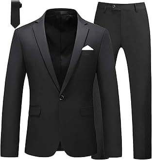 Suits for Men, 2-Piece Tuxedo Set with 1-Button Jacket, Pants for Formal Events, Blazer 40/Pants 36 (40, Black)