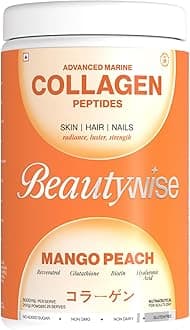 Beautywise Advanced Marine Collagen Powder - 8000 MG Japanese Collagen Peptides |Skin,Hair & Nail Supplement Radiance|Glutathione,Resveratrol,Hyaluronic Acid & Vitamin|(Mango Peach 200 grams)