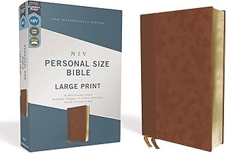 NIV, Personal Size Bible, Large Print, Leathersoft, Brown, Red Letter, Comfort Print