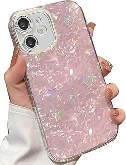 mobistyle TPU+PC Designed For iPhone 12 | Camera Lens Protection |Heart Pattern Print Design For Women Teen Girls Phone Back Cover Case (Heart Pink)
