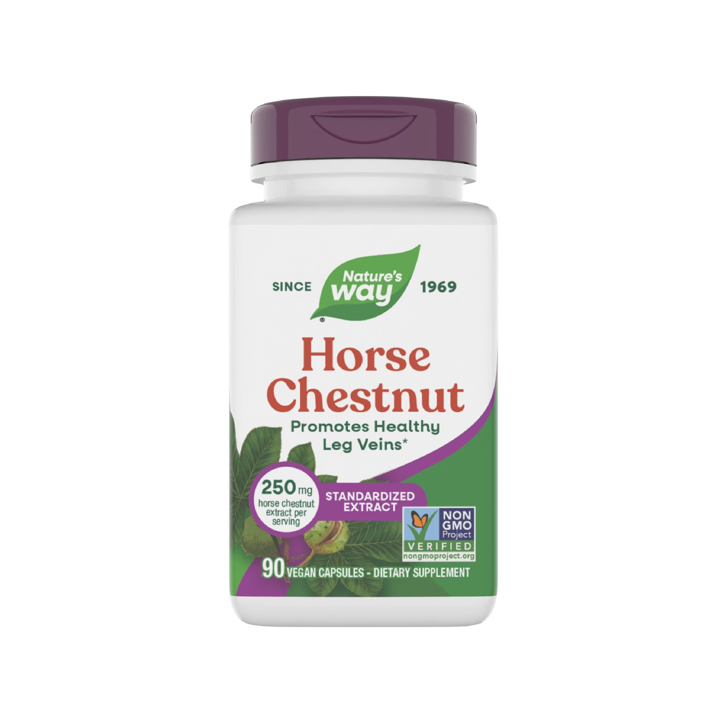 Nature's Way Horse Chestnut Extract, Premium Extract, Promotes Healthy Leg Veins*, 250 mg per Serving, Vegan, 90 Capsules (Packaging May Vary)