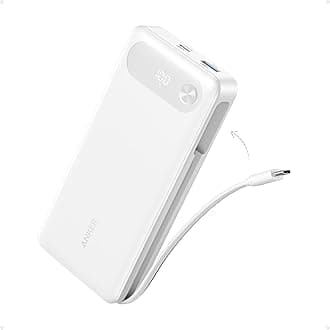 Power Bank, 20,000mAh Travel Essential Portable Charger with Built-in USB-C Cable, 3-Port 87W Max Fast Charging Battery Pack, for MacBook, iPhone 16/15 Series, Samsung, Switch, and More