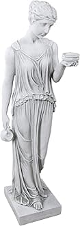 KY71304 Hebe Greek Woman Patron of Youth Indoor/Outdoor Garden Statue, Large Size, 10 inches Wide, 32 inches Tall, Handcast Polyresin, Antique Stone Finish