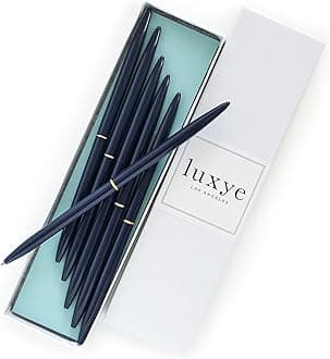 Gold Pens 6 Piece Pen Set – Luxury Ballpoint Pens in Glossy White Gift Box – Professional Thank You Gift Ideas – Gold Office Supply Gifts for Woman (Navy/Black Ink)