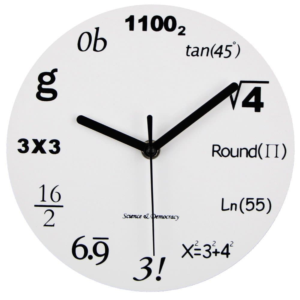 Timelike Math Clock, Unique Wall Clock Modern Design Novelty Maths Equation Clock - Each Hour Marked By a Simple Math Equation (12"(30CM))