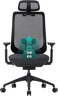 Ergonomic Mesh Office Chair, High Back Computer Executive Desk Chair with Adjustable Headrest and 4D Arms, Slide Seat, Tilt Lock, Black