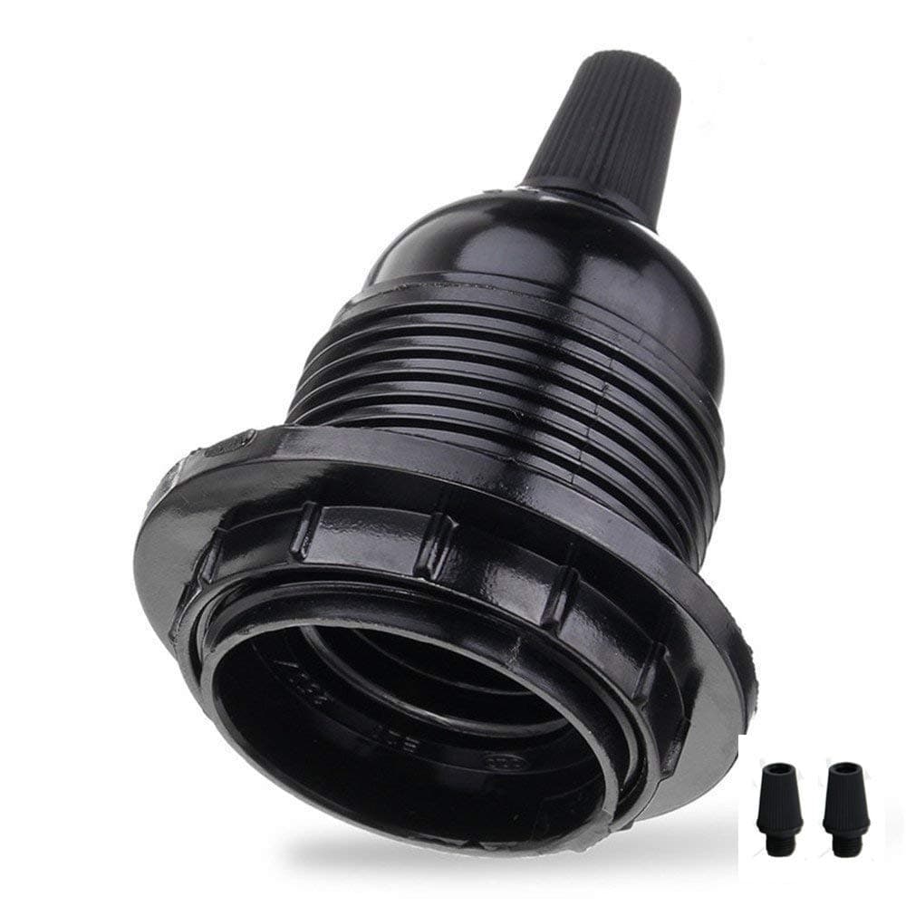 Replacement 2 Pack E26 E27 Bakelite Black Color Medium Base Light Socket Keyless DIY Vintage Style Edison Lamp Holder Insert Light Bulb or Lampshade
