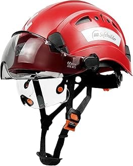 Industrial Safety Helmet with Build-in Visor ABS Hard Hat with Visor Adjustable Ventilation Hardhats Construction Head Protection ANSI Z89.1
