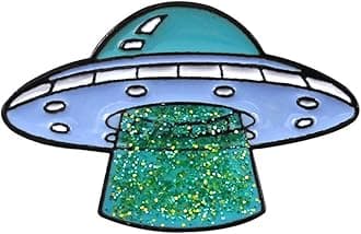 Flairs New York Premium Handmade Enamel Lapel Pin Brooch Badge ([UFO] Glitter Light Beam, 1 Pin)