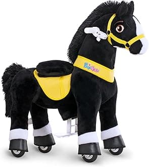 Kids Ride on Toys Horses for Toddlers 3-4 Essential Model E Ride on Horse Walking Horse Size 3 No Battery or Electricity, Pony Cycle Plush Animal Giddy up Spirit Riding Toys Black E338