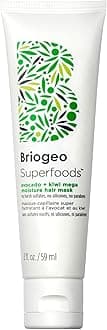 Superfoods Avocado + Kiwi Mega Moisture Mask, Protein-Free, Deep Hydration, Enhance Shine, Moisturizing Mask for Dry Hair, Lock In Moisture, Vegan, Cruelty-Free, 2 fl oz