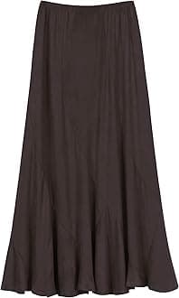 Urban CoCoWomen's Vintage Elastic Waist A-Line Long Midi Skirt