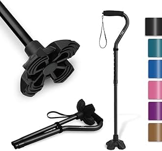 KingGear Adjustable Cane for Men & Women - Lightweight & Sturdy Offset Walking Stick - Mobility Aid for Elderly, Seniors & Handicap (Black)