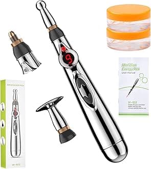 3-in-1 Massage Acupuncture Pen, Electronic Pain Relief Therapy, Meridian Energy Massager Pen Self Massage Tools Muscle Healing with Massaging Gel