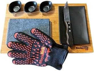 Black Rock Grill Steak on a Stone Grill Set, Sizzling Lava Stone Cooking Set (One Gift Set)