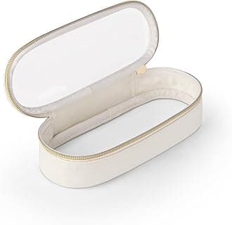 Clear Travel Makeup Brush Holder, Leather Makeup Brush Toiletry Bag, Portable Cosmetic Brush Case, Transparent Waterproof Makeup Brush Storage Bag, White, Medium, Clear Travel Makeup Brush Bag