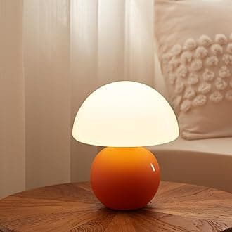 Dawnwake Mushroom Lamp Table Lamp for Bedroom,Desk Bedside Small Lamps for Living Room Night Stands,Mushroom Decor Cute Mini Modern Mid Century Lamps,Unique Aesthetic Home Living Room Decor(Orange)
