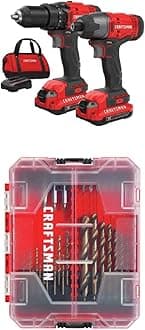 CRAFTSMAN V20 Cordless Drill Combo Kit, 2 Tool with Drill Bit Set, 85 Pieces (CMCK200C2 & CMAF1285)