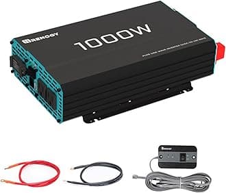 1000W Pure Sine Wave Inverter 12V DC to 120V AC Converter for Home, RV, Truck, Off-Grid Solar Power Inverter 12V to 110V with Built-in 5V/2.1A USB Port, AC Hardwire Port, Remote Controller