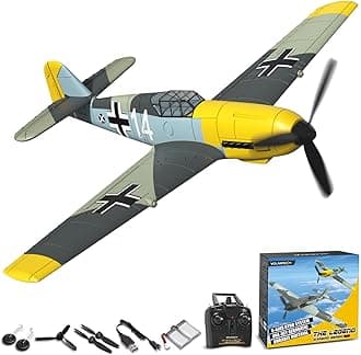 - volantexrc RC Plane, 4 Channel Remote Control Airplane BF109 Fighter RTF with Aileron, Gyro, Aerobatics & 3 Modes Easy to Fly, Hobby Radio Controlled Aircraft for Beginners & Adults (Yellow)