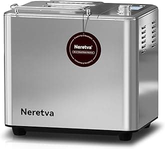 Neretva Bread Maker, 20-IN-1 2LB Bread Machine Dual Heater Bread Maker Machine Automatic with Nonstick Ceramic Pan, 15H Timer & 1H Keep Warm Set, Low Noise, Stainless Steel Breadmaker Recipe-Silver